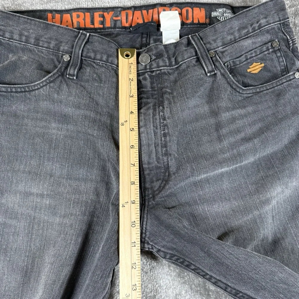 Harley Davidson Jeans Men's 36x32 Black Faded Straight Leg Biker Motorcycle